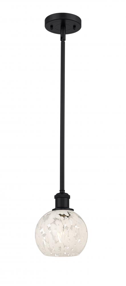 White Mouchette - 1 Light - 6 inch - Matte Black - Mini Pendant