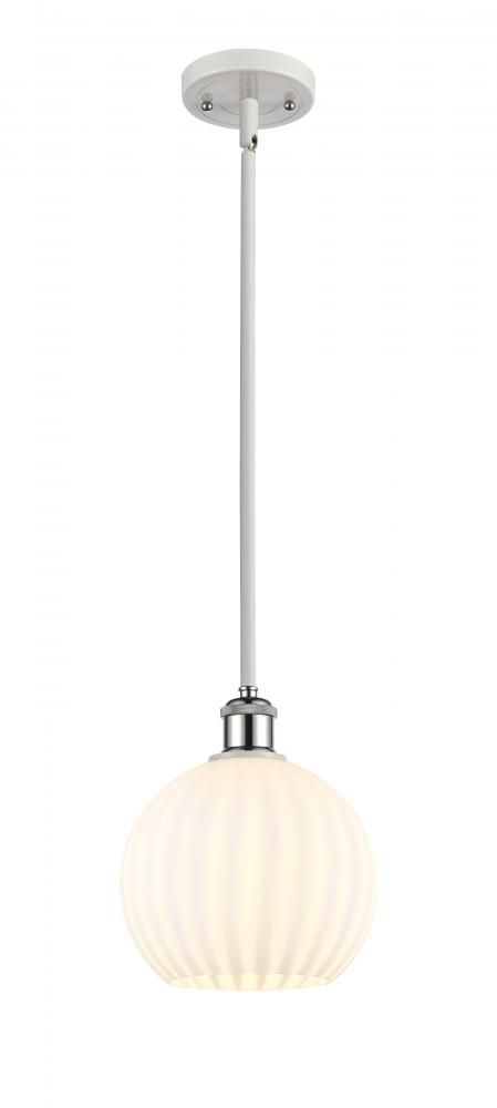 White Venetian - 1 Light - 8 inch - White Polished Chrome - Mini Pendant