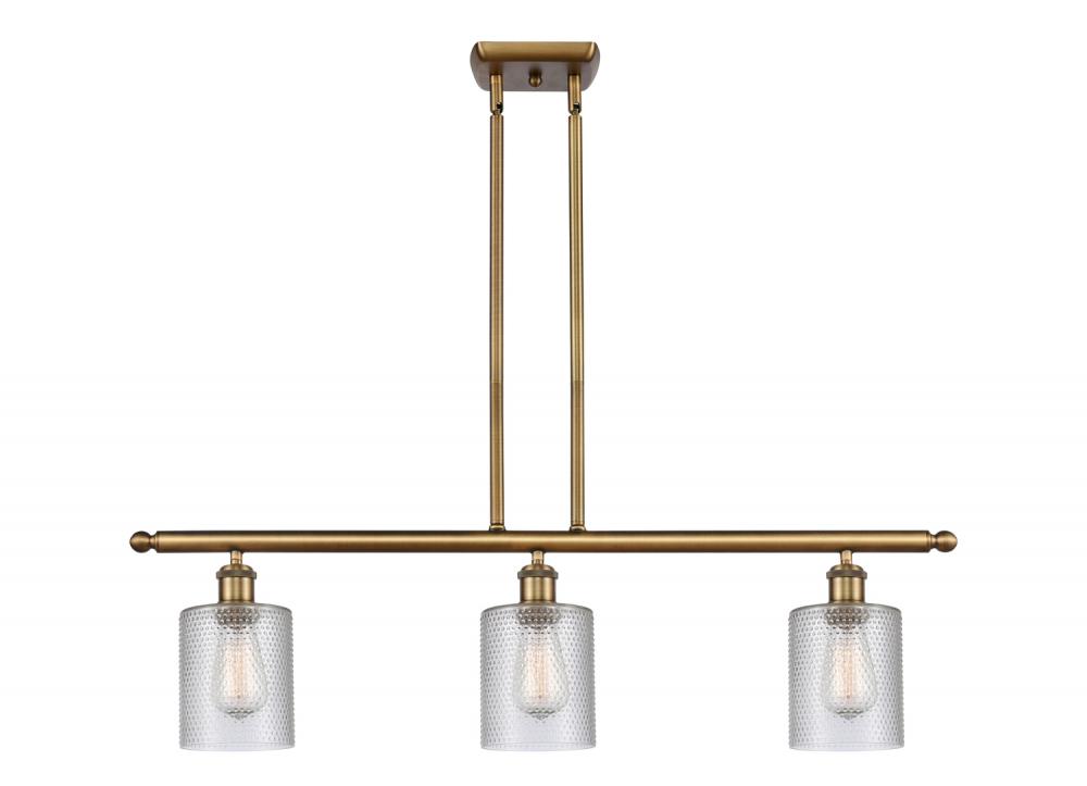 Cobbleskill - 3 Light - 36 inch - Brushed Brass - Cord hung - Island Light