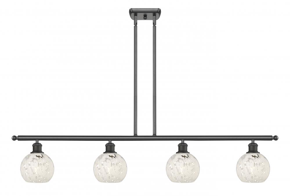 White Mouchette - 4 Light - 48 inch - Oil Rubbed Bronze - Stem Hung - Island Light