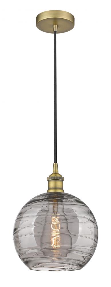 Athens Deco Swirl - 1 Light - 10 inch - Brushed Brass - Cord hung - Mini Pendant