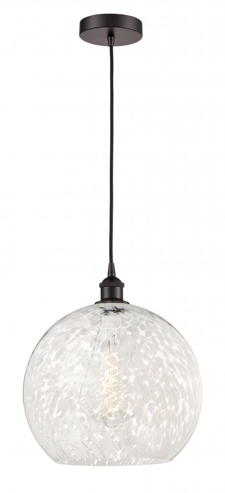 White Mouchette - 1 Light - 14 inch - Oil Rubbed Bronze - Cord Hung - Pendant