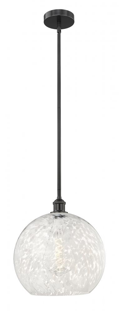 White Mouchette - 1 Light - 14 inch - Matte Black - Stem Hung - Pendant