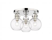 Innovations Lighting 410-3F-PN-G410-7CL - Newton Sphere - 3 Light - 18 inch - Polished Nickel - Flush Mount