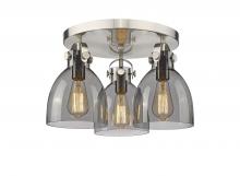 Innovations Lighting 410-3F-SN-G412-7SM - Newton Bell - 3 Light - 18 inch - Satin Nickel - Flush Mount