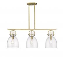 Innovations Lighting 410-3I-BB-G412-10SDY - Newton Bell - 3 Light - 42 inch - Brushed Brass - Island Light