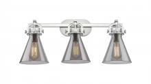 Innovations Lighting 410-3W-SN-G411-7SM - Newton Cone - 3 Light - 27 inch - Satin Nickel - Bath Vanity Light