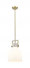 Innovations Lighting 411-1SM-BB-G412-10WH - Newton Bell - 1 Light - 10 inch - Brushed Brass - Mini Pendant