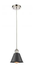 Innovations Lighting 516-1P-PN-M8-BK - Smithfield - 1 Light - 7 inch - Polished Nickel - Cord hung - Mini Pendant