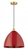 Innovations Lighting 616-1P-SG-MBD-16-RD-LED - Plymouth - 1 Light - 16 inch - Satin Gold - Cord hung - Mini Pendant