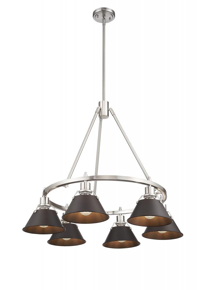 Orwell 6-Light Chandelier in Pewter with Rubbed Bronze