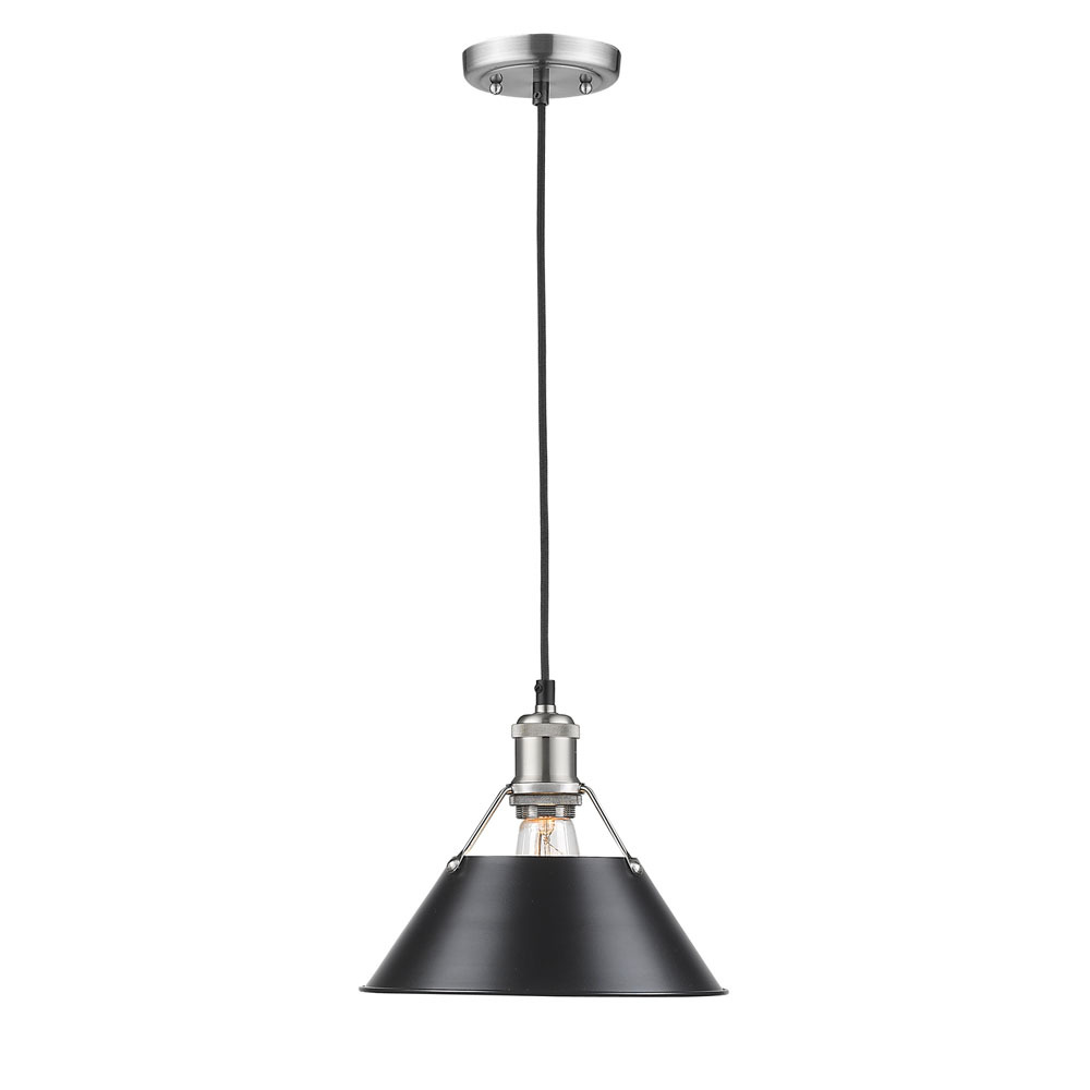 Orwell 10" Wide Medium Pendant in Pewter with Matte Black