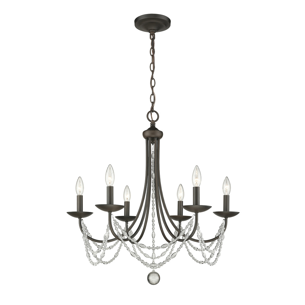 Mirabella 6 Light Chandelier in Rubbed Bronze