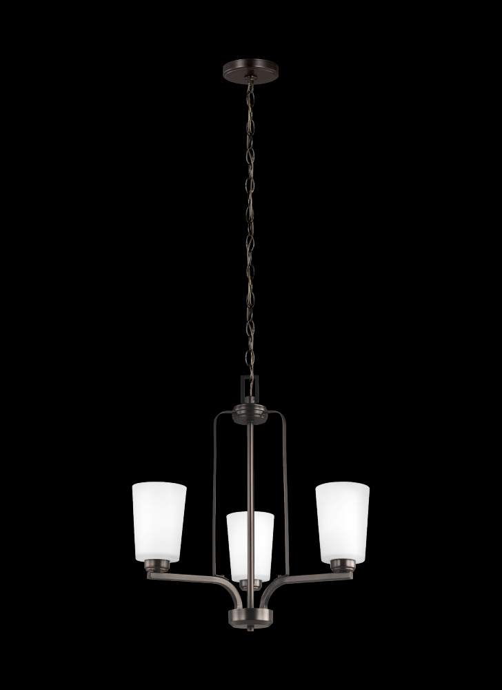 Franport transitional 3-light LED indoor dimmable ceiling chandelier pendant light in bronze finish