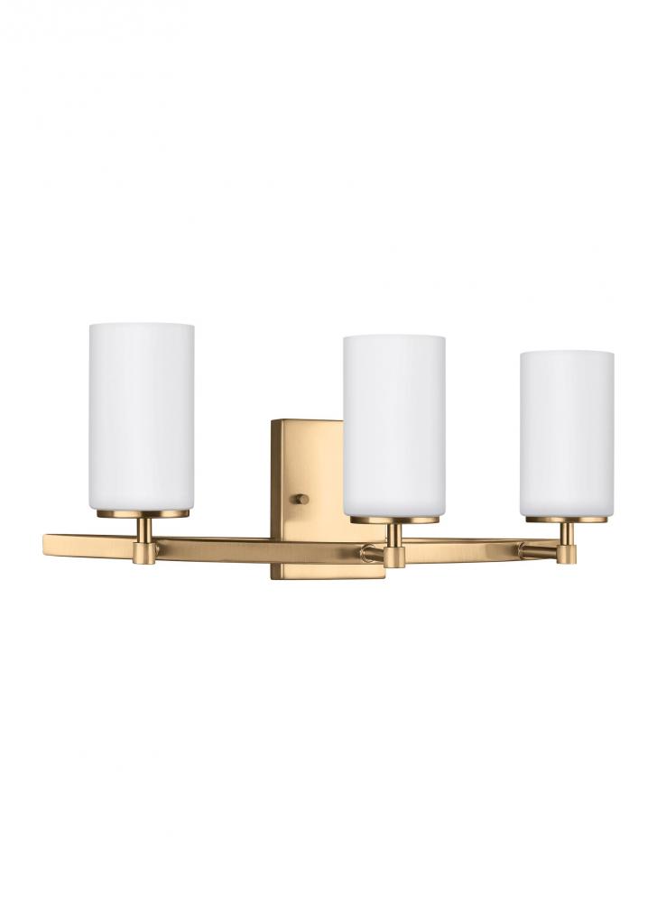 Alturas contemporary 3-light LED indoor dimmable bath vanity wall sconce in satin brass gold finish