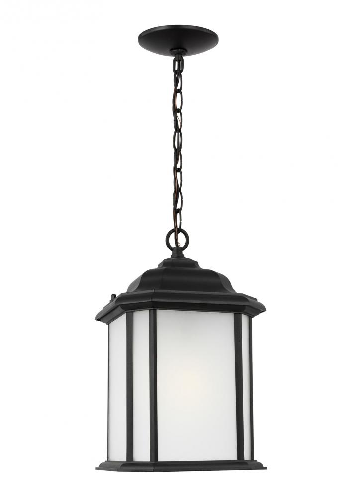 Kent traditional 1-light LED outdoor exterior ceiling hanging pendant in black finish with satin etc