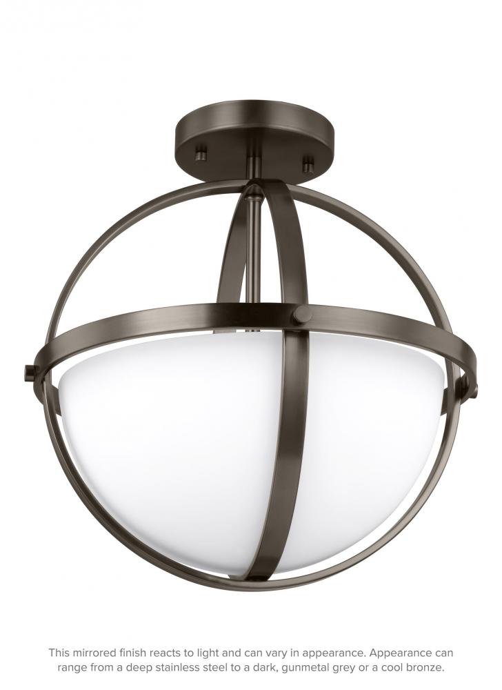 Alturas contemporary 2-light LED indoor dimmable ceiling semi-flush mount in brushed oil rubbed bron