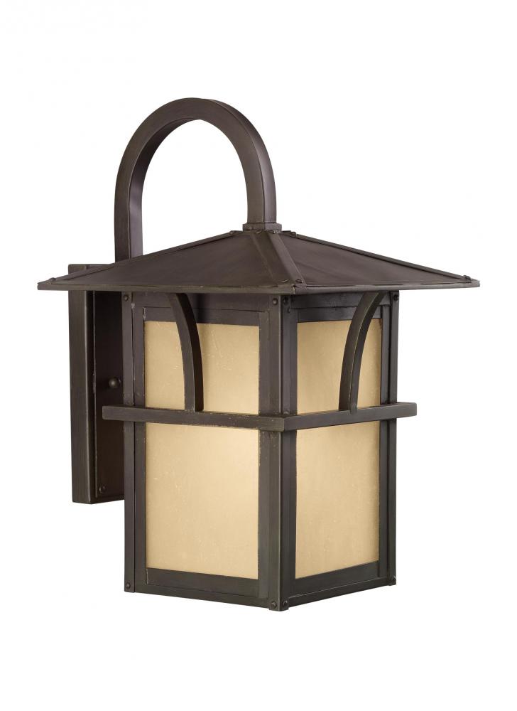 Medford Lakes transitional 1-light LED outdoor exterior medium wall lantern sconce in statuary bronz