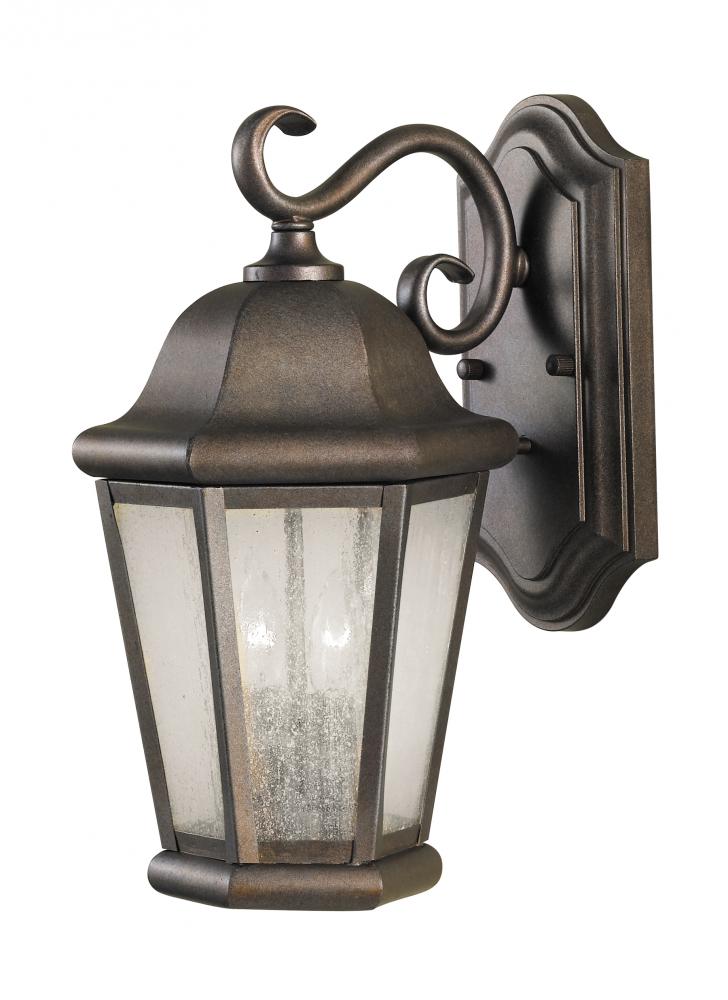 Martinsville traditional 2-light LED outdoor exterior medium wall lantern sconce in corinthian bronz