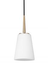 Generation Lighting 6140401EN3-848 - Driscoll contemporary 1-light LED indoor dimmable ceiling hanging single pendant light in satin bras