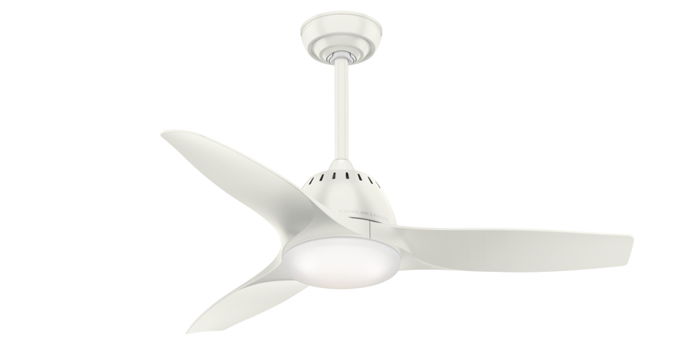 Casablanca 44 inch Wisp Fresh White Ceiling Fan with LED Light Kit and Handheld Remote