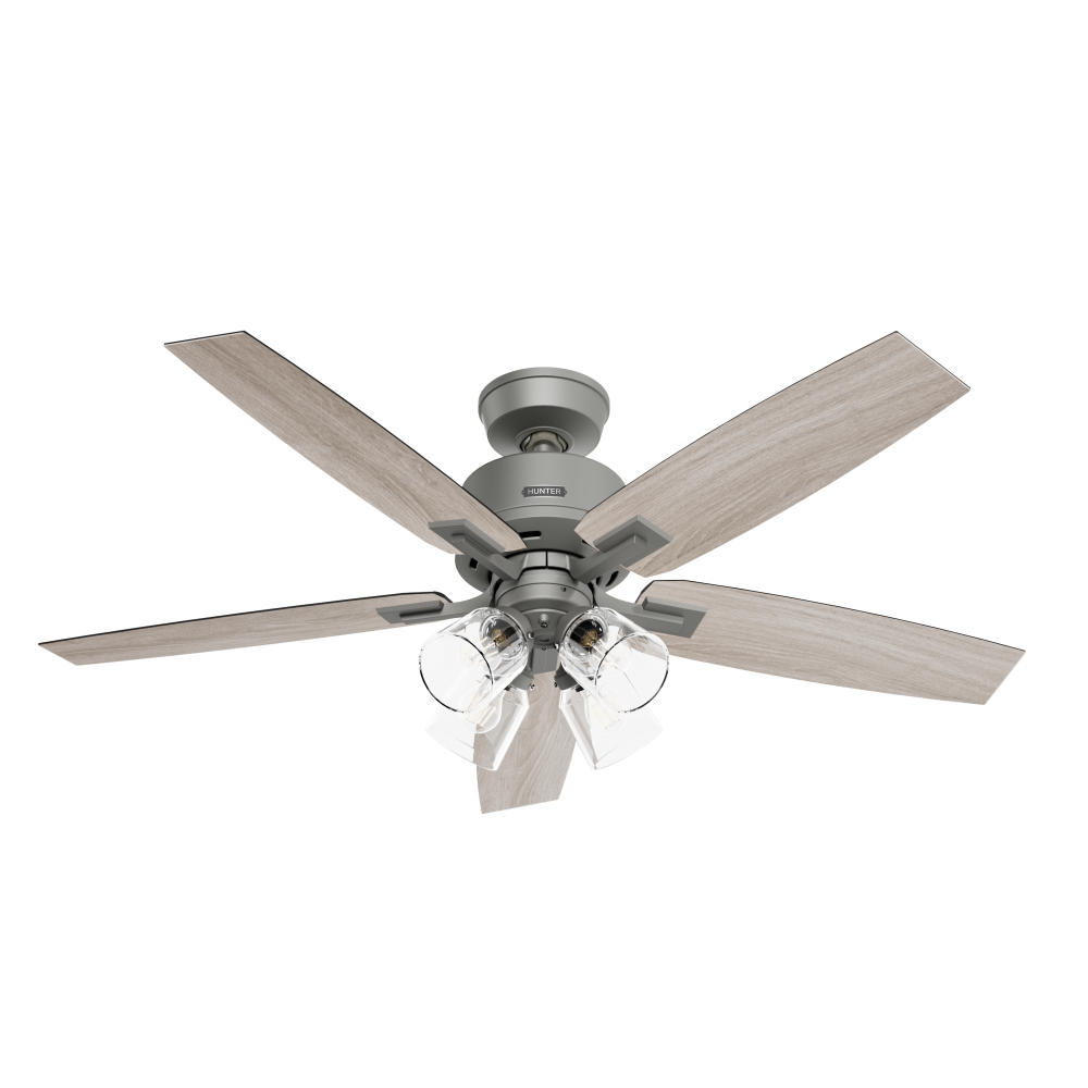 Hunter 52 inch Gatlinburg HunterExpress Matte Silver Ceiling Fan with LED LT Kit and Handheld Remote