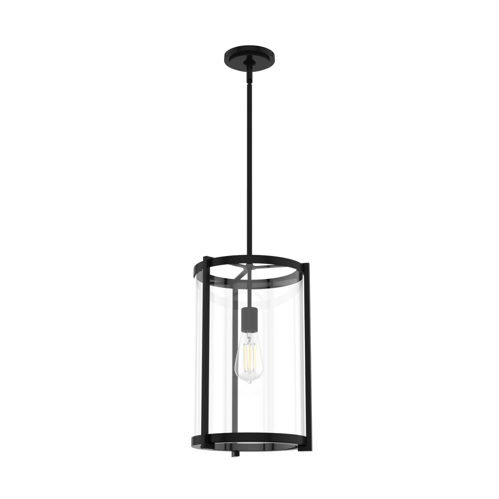 Hunter Astwood Matte Black with Clear Glass 1 Light Pendant Ceiling Light Fixture