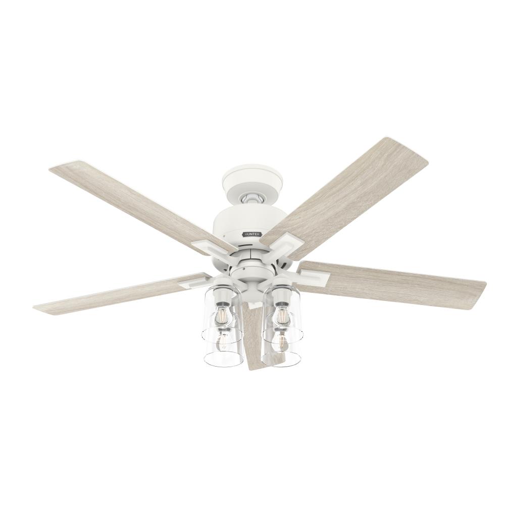 Hunter 52 inch Techne Wi-Fi HunterExpress Matte White Ceiling Fan with LED Light Kit