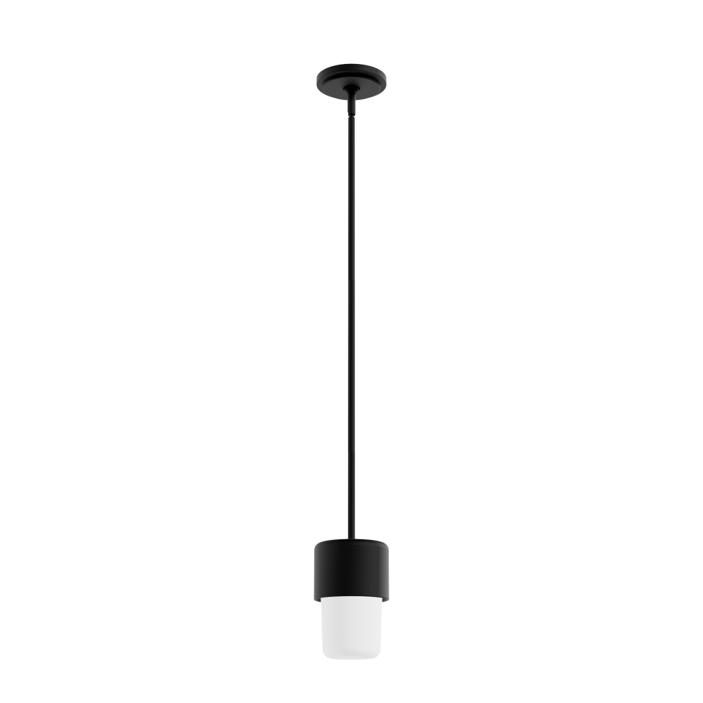 Hunter Station Natural Black Iron with Frosted Cased White Glass 1 Light Pendant Ceiling Light