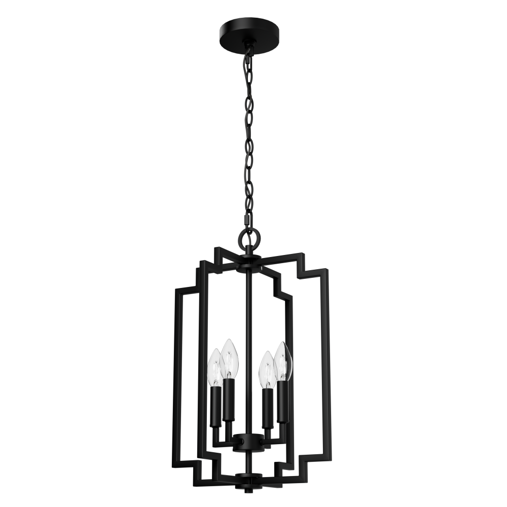 Hunter Zoanne Matte Black 4 Light Medium Pendant Ceiling Light Fixture