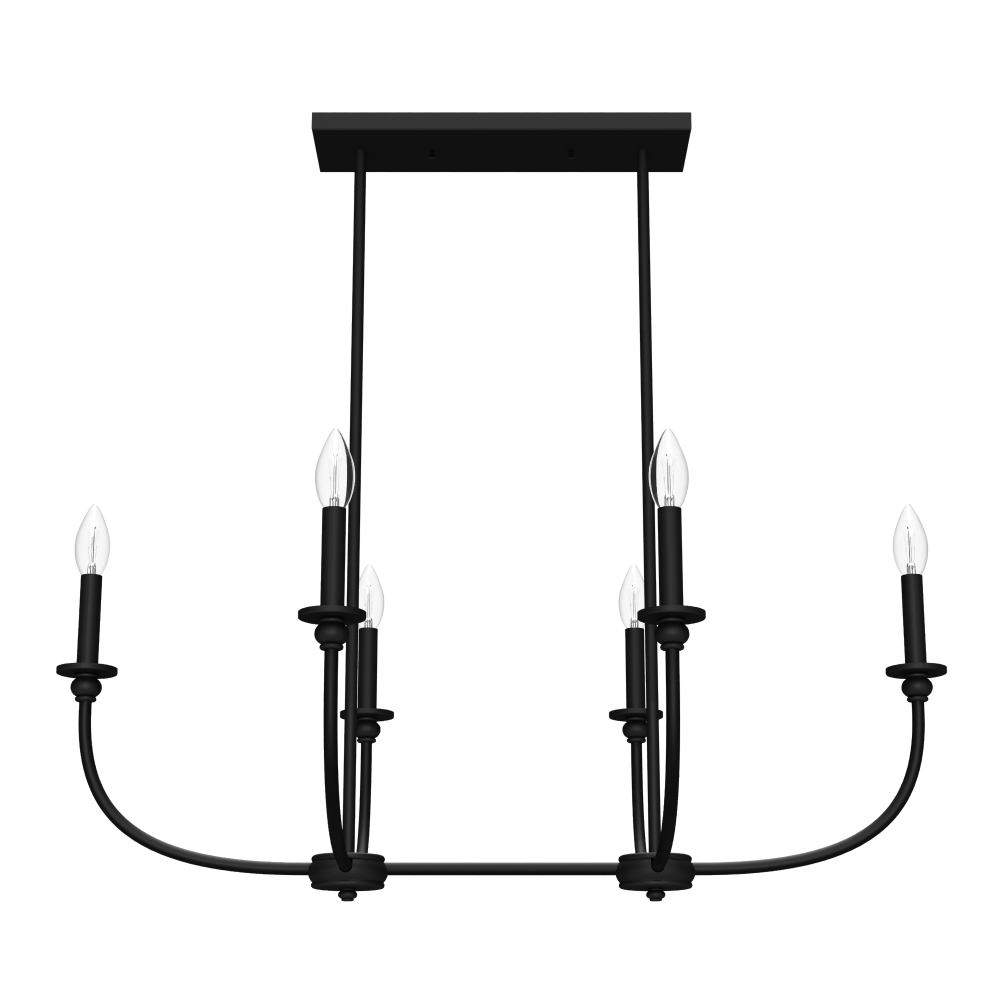 Hunter Southcrest Matte Black 6 Light Large Chandelier Ceiling Light Fixture