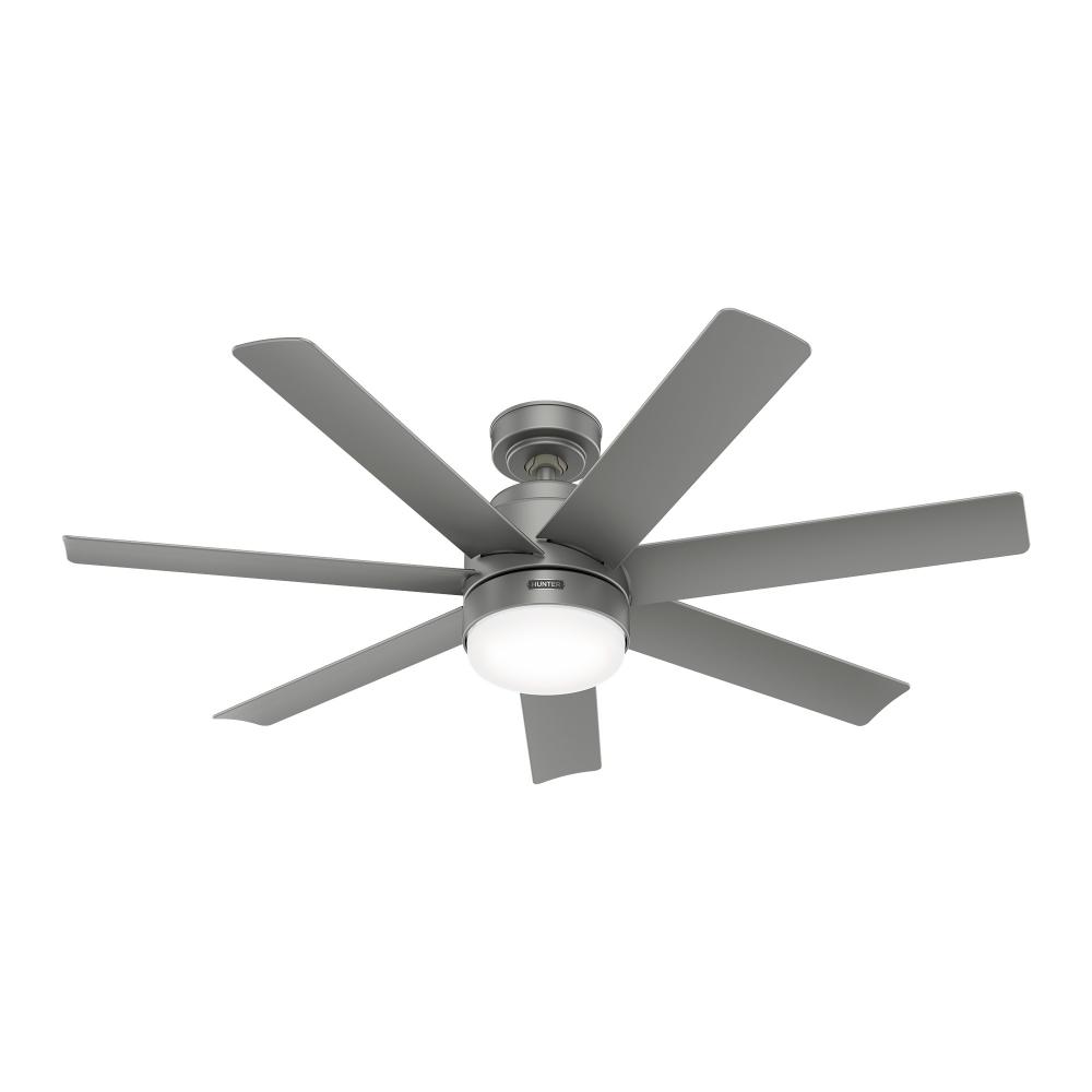 Hunter 52 inch Brazos ENERGY STAR® Matte Silver Damp Rated Ceiling Fan with LED Light Kit