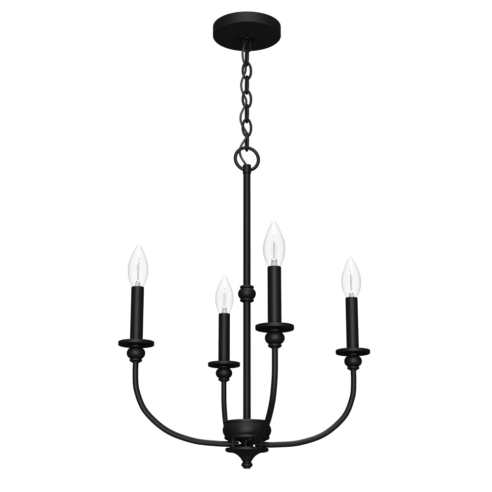 Hunter Southcrest Matte Black 4 Light Mini Chandelier Ceiling Light Fixture