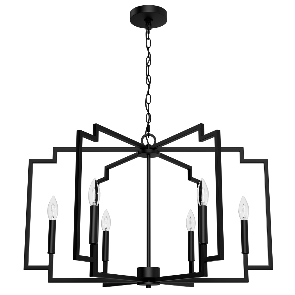 Hunter Zoanne Matte Black 6 Light Large Chandelier Ceiling Light Fixture