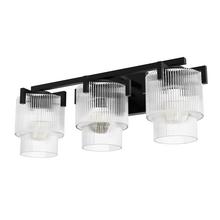 Hunter 13155 - Hunter Ontario Matte Black with Clear Glass 3 Light Bathroom Vanity Wall Light Fixture