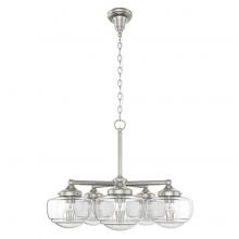 Hunter 19360 - Hunter Saddle Creek Brushed Nickel with Seeded Glass 5 Light Chandelier Ceiling Light Fixture