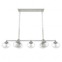 Hunter 19493 - Hunter Saddle Creek Brushed Nickel with Seeded Glass 7 Light Chandelier Ceiling Light Fixture