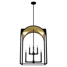 Hunter 19735 - Hunter Dukestown Natural Black Iron and Gold Leaf 8 Light Extra Large Pendant Ceiling Light Fixture