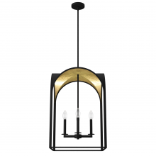 Hunter 19733 - Hunter Dukestown Natural Black Iron and Gold Leaf 4 Light Large Pendant Ceiling Light Fixture