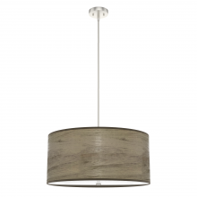 Hunter 19384 - Hunter Solhaven Warm Grey Oak and Brushed Nickel with Painted Cased White Glass 4 Light Pendant