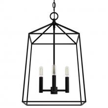 Hunter 13095 - Hunter Fair Oaks Matte Black 4 Light Medium Pendant Ceiling Light Fixture