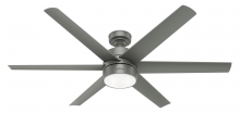 Hunter 59625 - Hunter 60 inch Solaria ENERGY STAR® Matte Silver Damp Rated Ceiling Fan with LED Light Kit