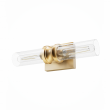 Hunter 19933 - Hunter Lenlock Alturas Gold with Seeded Glass 2 Light Bathroom Vanity Wall Light Fixture