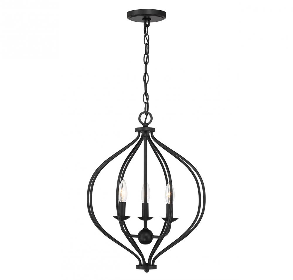 Orchid 3-Light Pendant in Matte Black