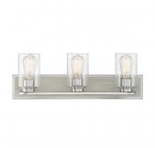 Lighting One US V6-L8-7609-3-165 - Sheppard 3-Light Bathroom Vanity Light in Satin Nickel with Greywood