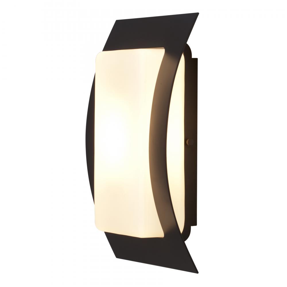 One Light Bronze Opal Glass Outdoor Wall Light