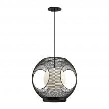  EP56913-BK/OP - Kona 13-in Black/Opal Glass 1 Light Exterior Pendant