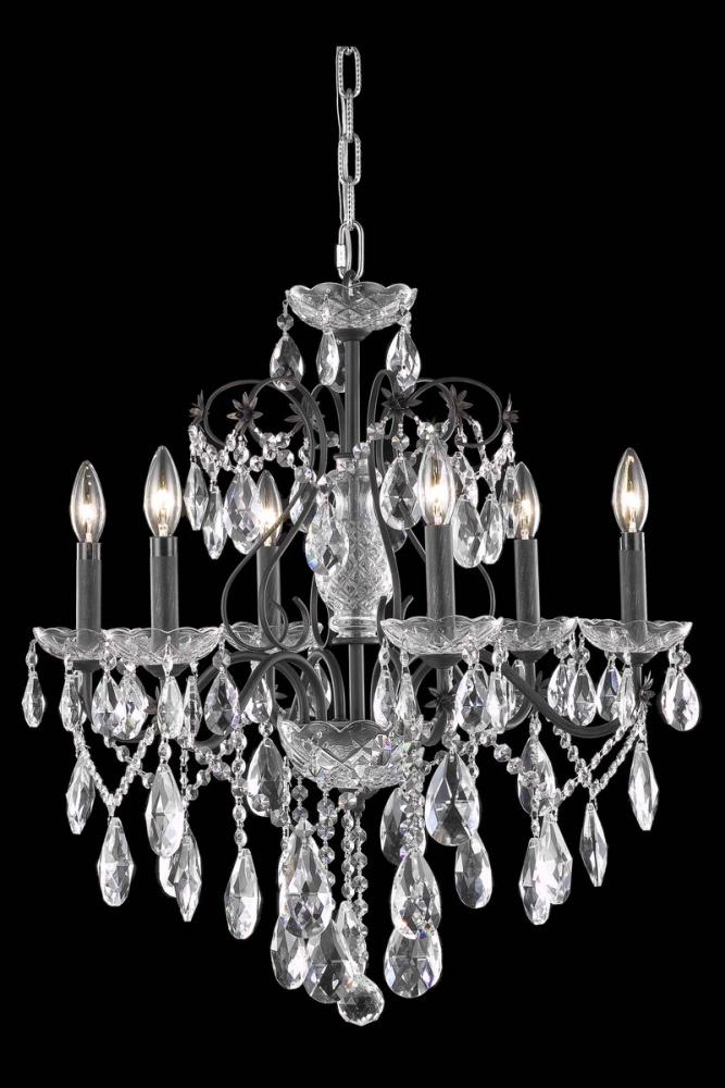 St. Francis 6 Light Dark Bronze Chandelier Clear Royal Cut Crystal