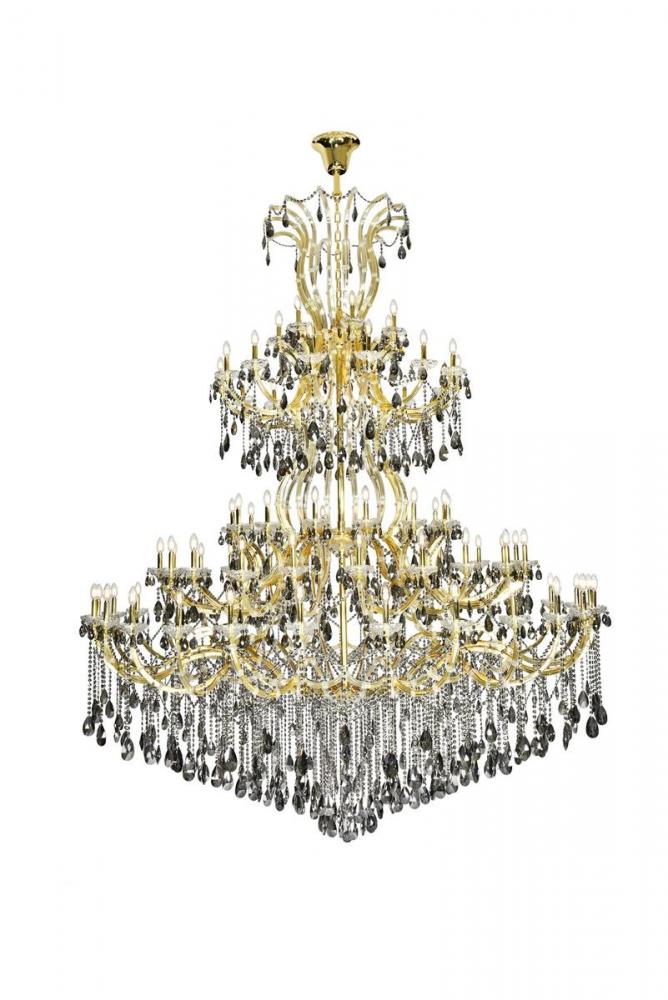 Maria Theresa 84 Light Gold Chandelier with Silver Shade Tear Drop Crystals Silver Shade