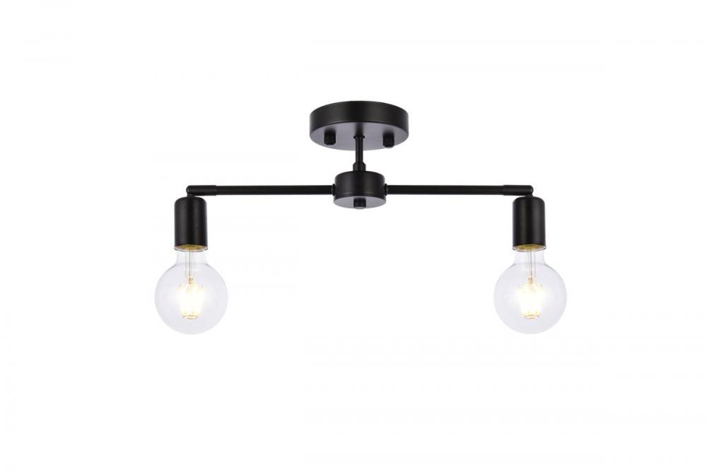 Zane 2 Lights Black Flush Mount